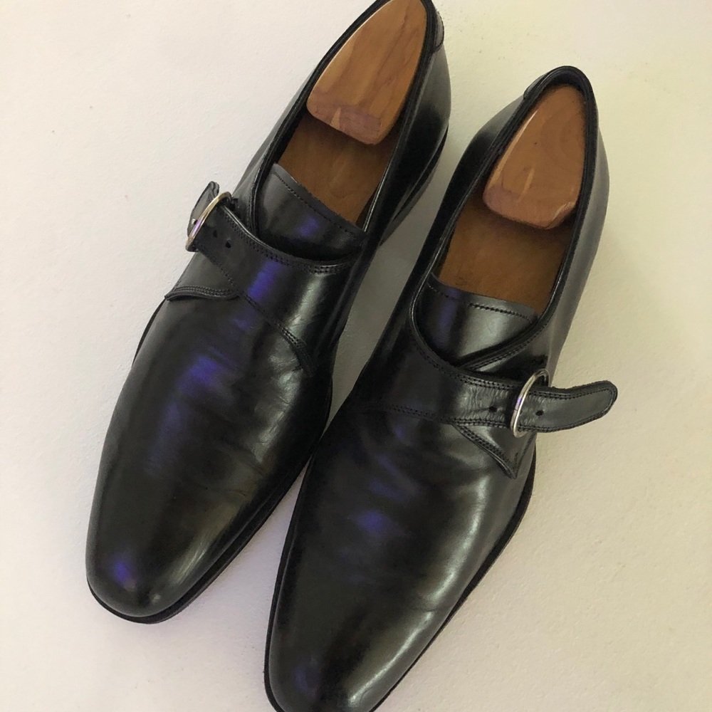 Black Leather To Boot NY Dress Shoes w. Monk Strap, Size 9